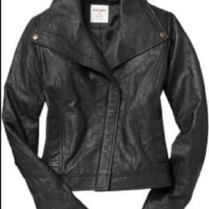 Old Navy Black 100% Leather Jacket