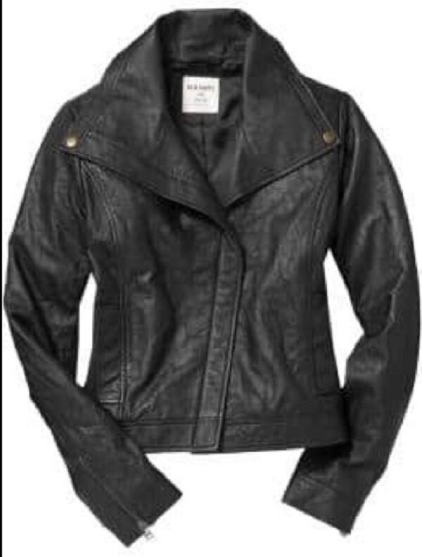 Old Navy Black 100% Leather Jacket