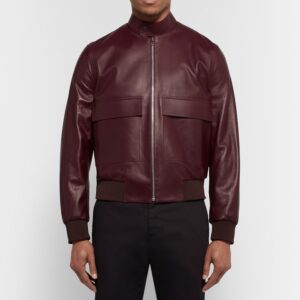 Paul Smith Bomber Burgundy Leather Jacket close