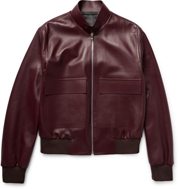 Paul Smith Burgandy Bomber Leather Jacket - Right Jackets