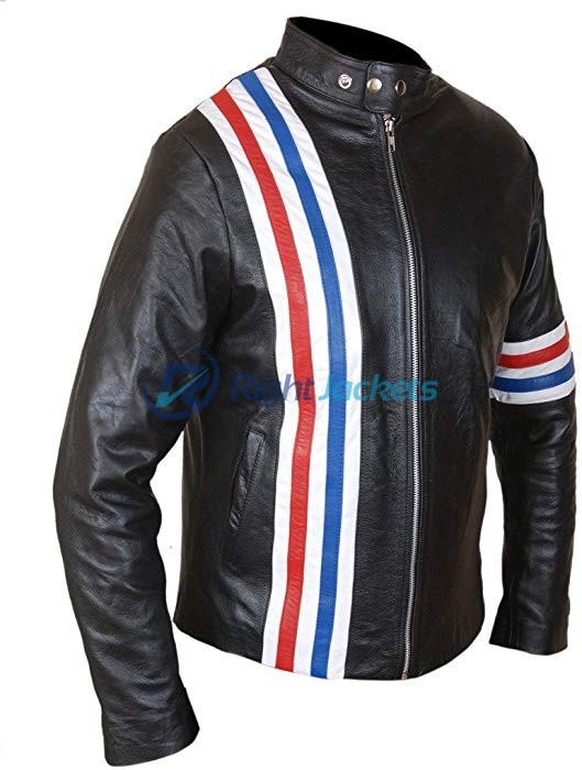 Peter Fonda US Flag Easy Rider Black Jacket- Right Jackets
