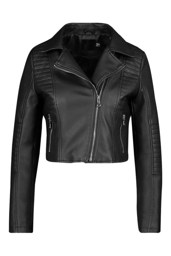 Petite Leather Look Quilted Biker Jackets