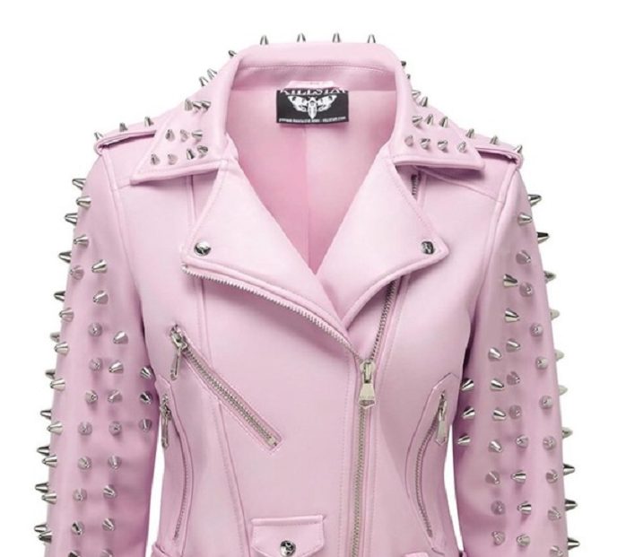 Women's Killstar Pink Leather Jacket - Right Jackets