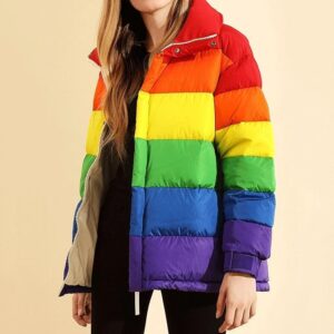 Feather Rainbow Puffer Jacket