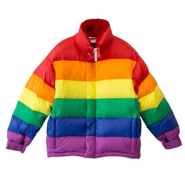 Rainbow Feather Down Puffer Jacket front