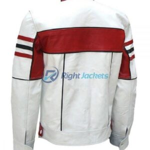 White Bikers Red Detailed leather Stylish Jacket