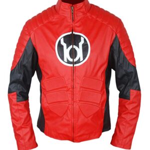 Red Lantern Guy Gardner Cafe Racer Leather Jacket front