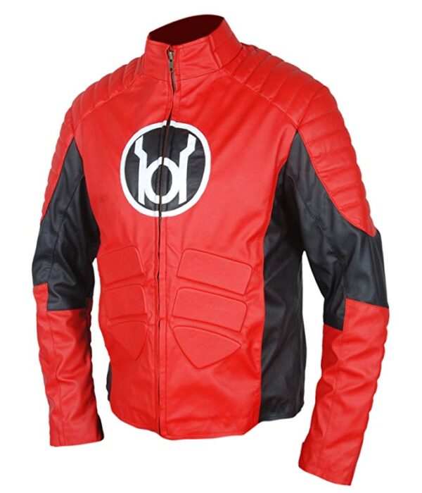 Red Lantern Guy Gardner Cafe Racer Leather Jacket left side