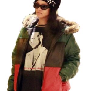 Rihanna Berlin Airport Hoodie Leather Jacket