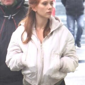 Scarlett Johansson Black Widow White Hooded Jacket