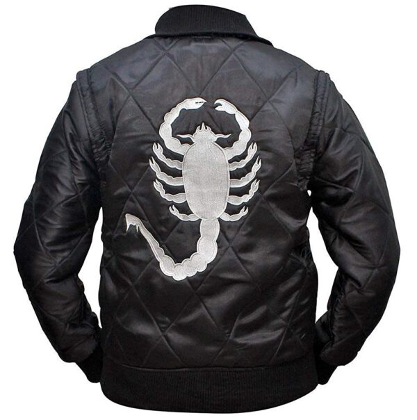 Scorpion Ryan Gosling Black Bomber Satin Jacket