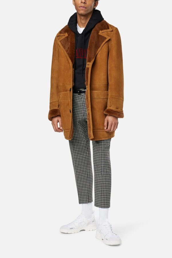 Shearling With Patch Pockets Brown Jacket