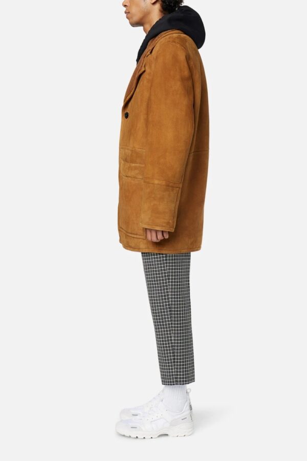 Shearling With Patch Pockets Brown Jacket side
