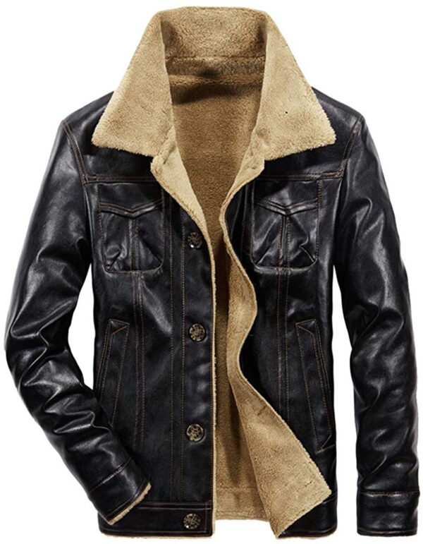 Sherpa Lined Leather Jacket