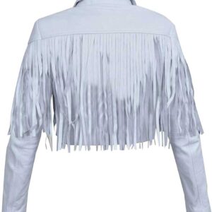 White Fringe Leather Jacket