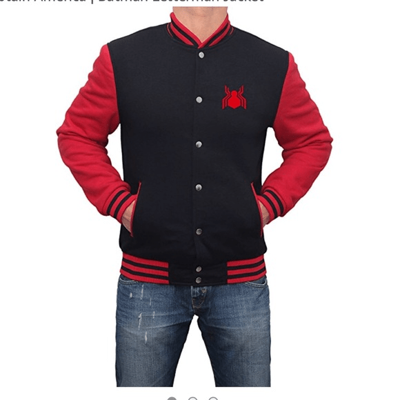 Spider Man Far From Home Red Varsity Jacket