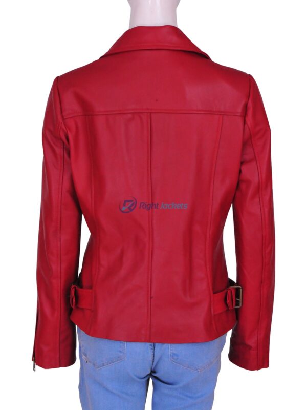 Spiderman 2 Amazing Movie Lily Collins Red Leather Jacket (Copy)