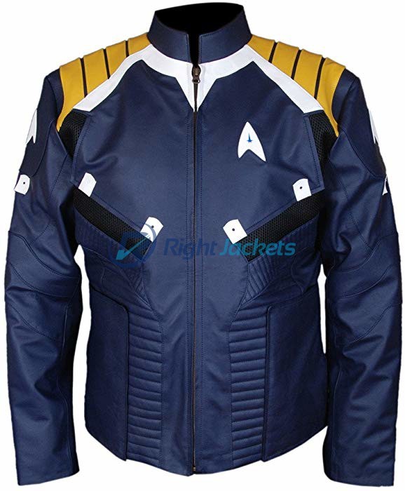 Star Trek Beyond Captain Kirk Chris Pine Blue Leather Jacket
