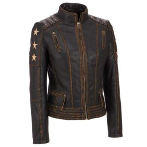 Genius Distressed Cafe Racer Leather Moto Jacket