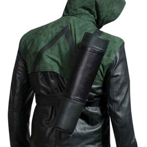 Stephen Amell Hooded Leather Jacket