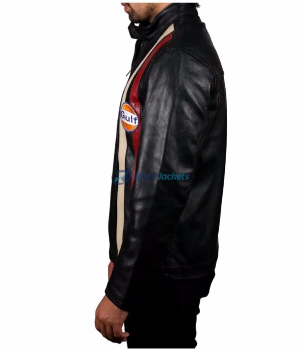 Steve McQueen Gulf Firestone Black Leather Jacket