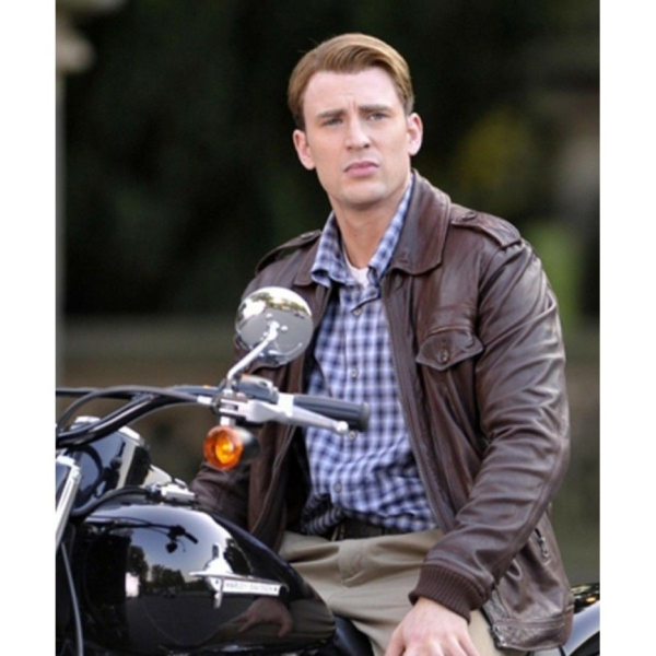 Steve Rogers Avengers Brown Biker Leather Jacket