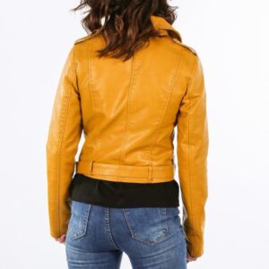 Stuber Natalie Morales Nicole Motorcycle Mustard Leather Jacket