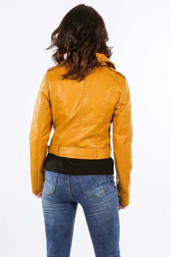 Stuber Natalie Morales Nicole Motorcycle Mustard Leather Jacket