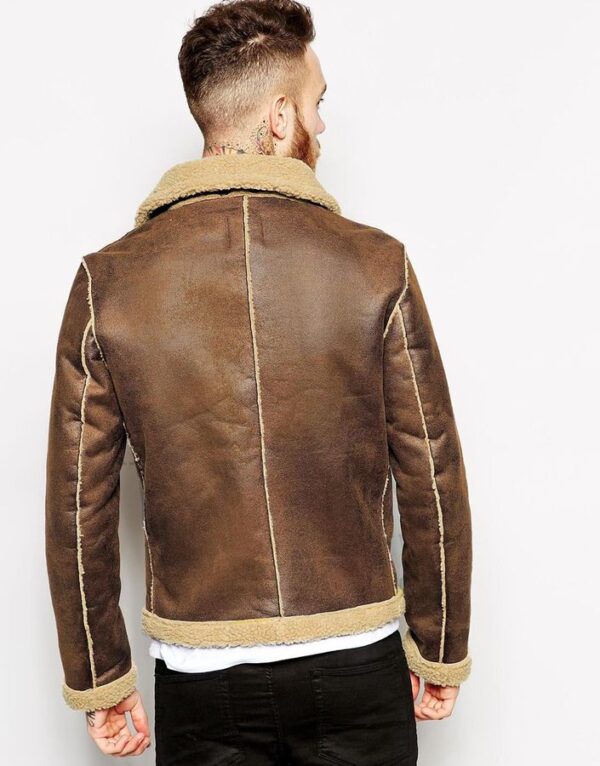 Fur Collar Brand Biker Faux Shearling Leather Jacket