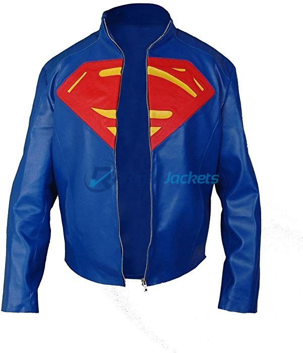 Superman Blue Faux Leather Jacket