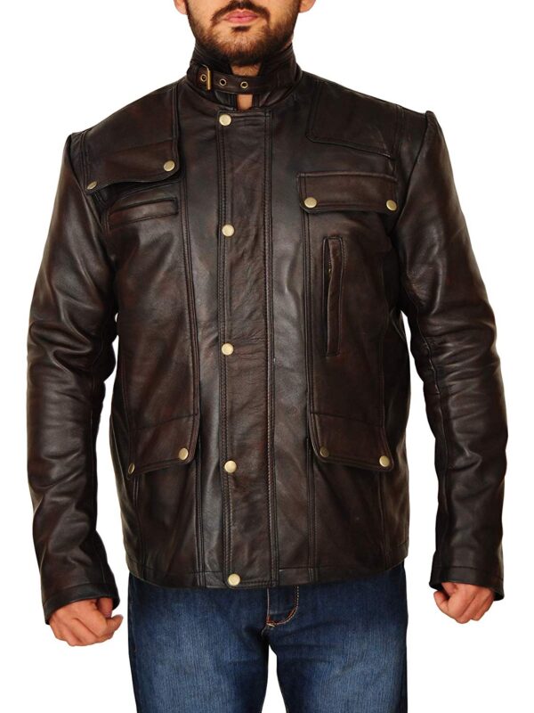 Supernatural Pockets Style Distressed Brown Leather Jacket