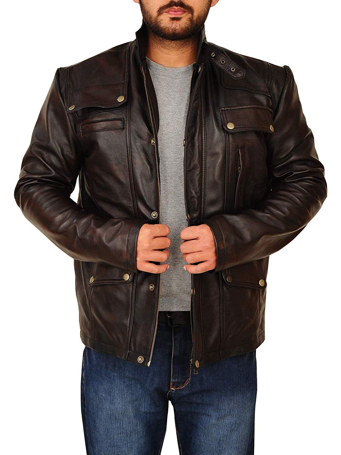 Supernatural Style Distressed Brown Leather Jacket - Right Jackets