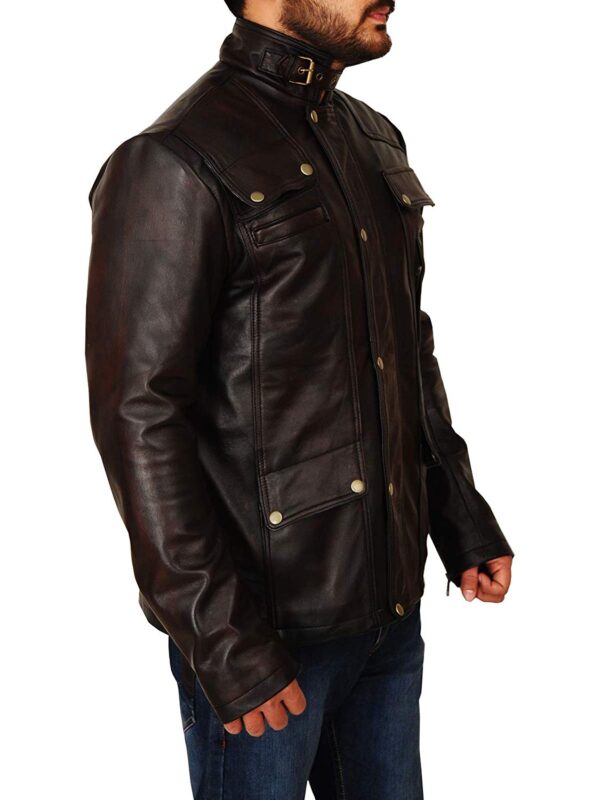 Supernaturals Pockets Style Distressed Brown Leather Jacket