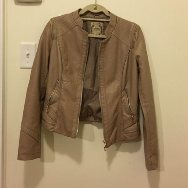 Tan Downtown Coalition Faux Leather Jacket