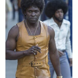 The Deuce Season 02 Gbenga Akinnagbe Larry Yellow Leather Vest