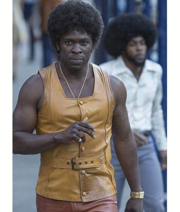 The Deuce Season 02 Gbenga Akinnagbe Larry Yellow Leather Vest