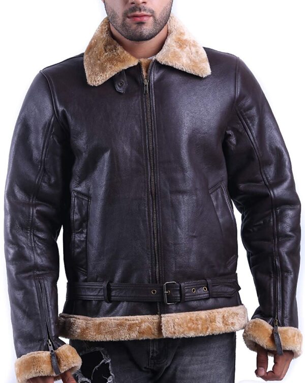 Dunkirk Tom Hardy Brown Shearling Bomber Jacket