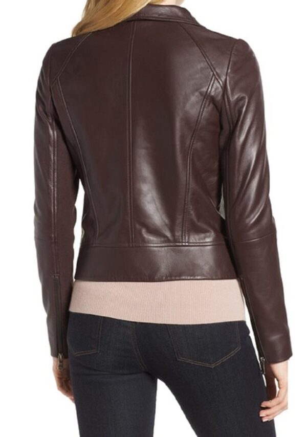 Trouve Drape Front Browns Leather Jacket