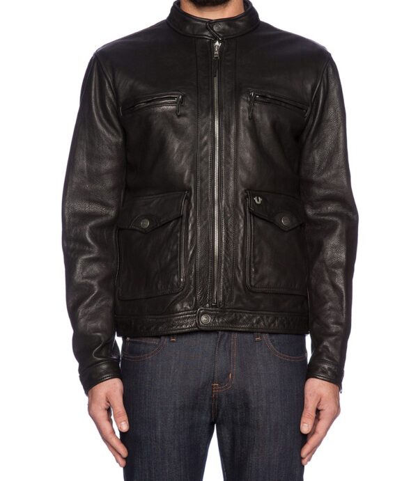 True Religion Solid Racer Leather Jacket
