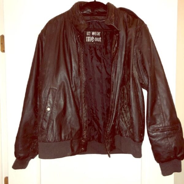 U2 Wear Me Out Vintage Bomber Leather Jacket