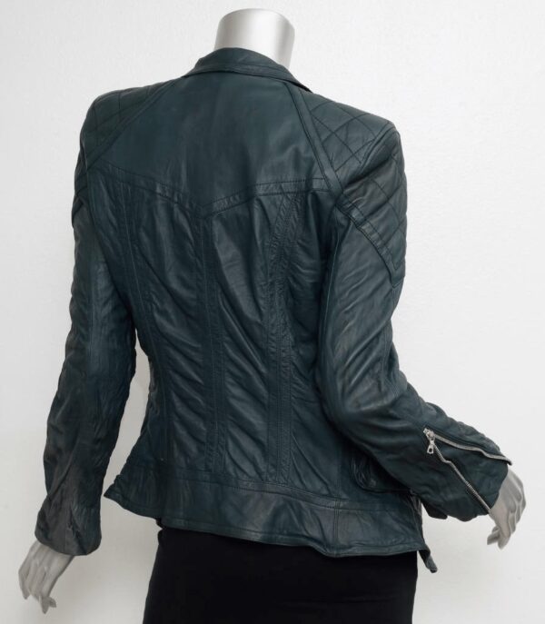 Womens Marc Jacobs Teal Quilted Moto Leather Jacket