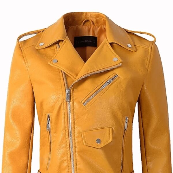 Yellow Faux Leather Jacket - Right Jackets