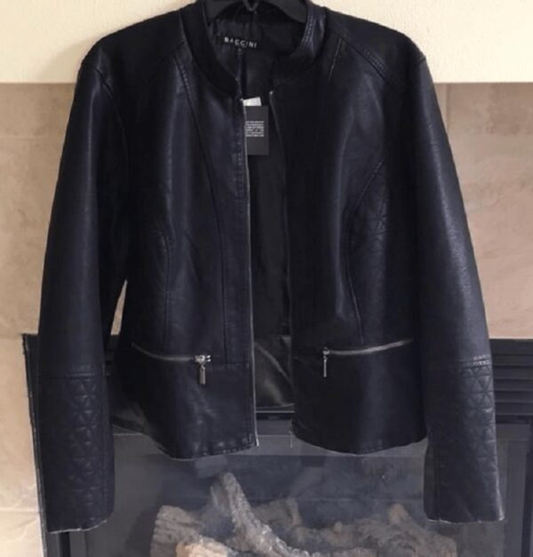 Womens Fashion Baccini Black Hello Leather Jacket