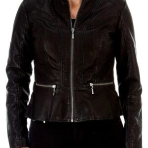Womens Fashion Baccini Black Hello Leather Jacket