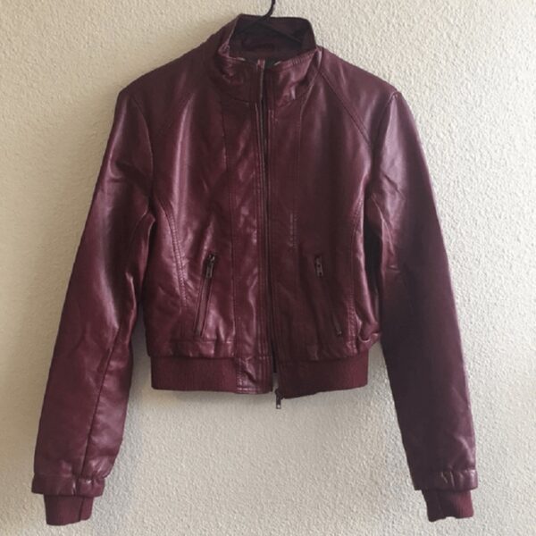 Womens Fashion Miss London Red Leather Jacket