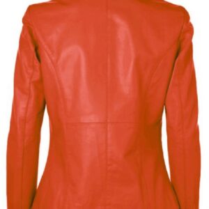 Womens Fashion Slim Orange Leather Jacket