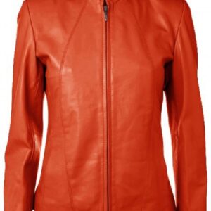 Orange Leather Jacket Womens