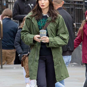 The Eternals Gemma Chan Green Cotton Trench Coat