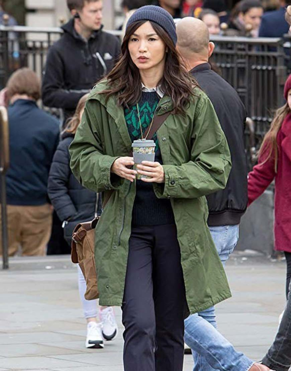 The Eternals Gemma Chan Green Cotton Trench Coat
