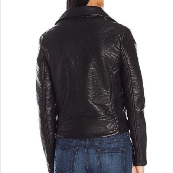 Womens Vigoss Black Leather Jacket (Back)